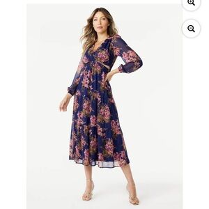 Sofia by Sofia Vergara Floral Maxi Dress - Navy and Pink